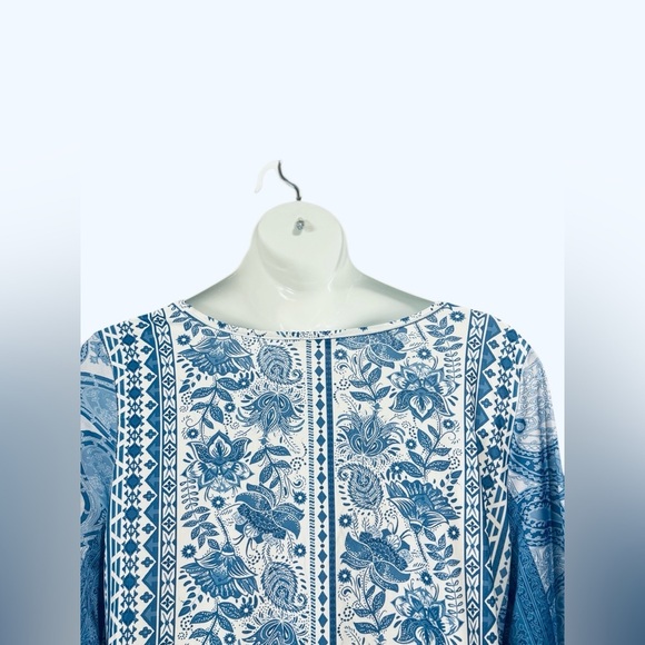 NWOT, Lily by Firmiana, Plus Size Floral Midi Dress, 2X, Blue & White - Picture 7 of 9